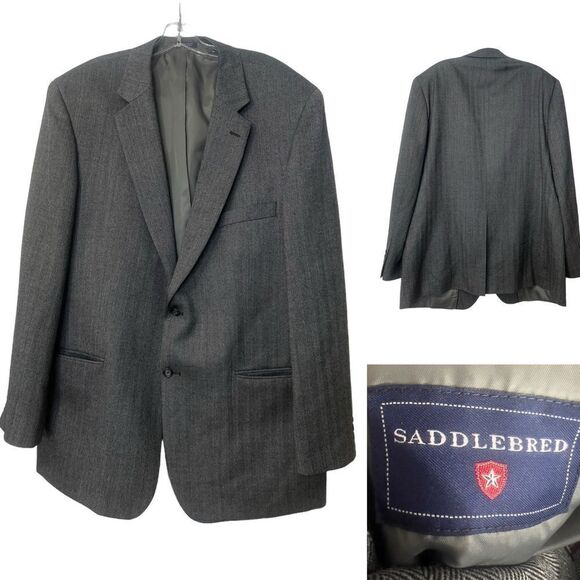 Saddlebred mens blazer 50L gray wool blend business casual office career - Picture 1 of 6